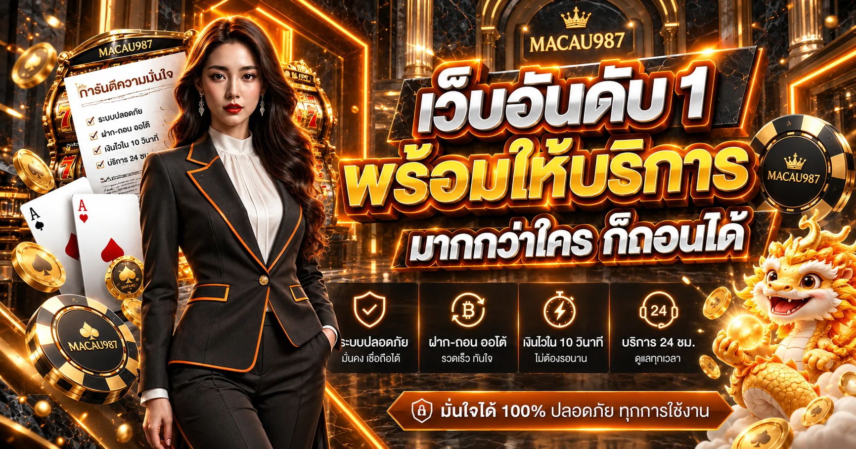แบนเนอร์ MACAU987 สล็อตและบริการออนไลน์